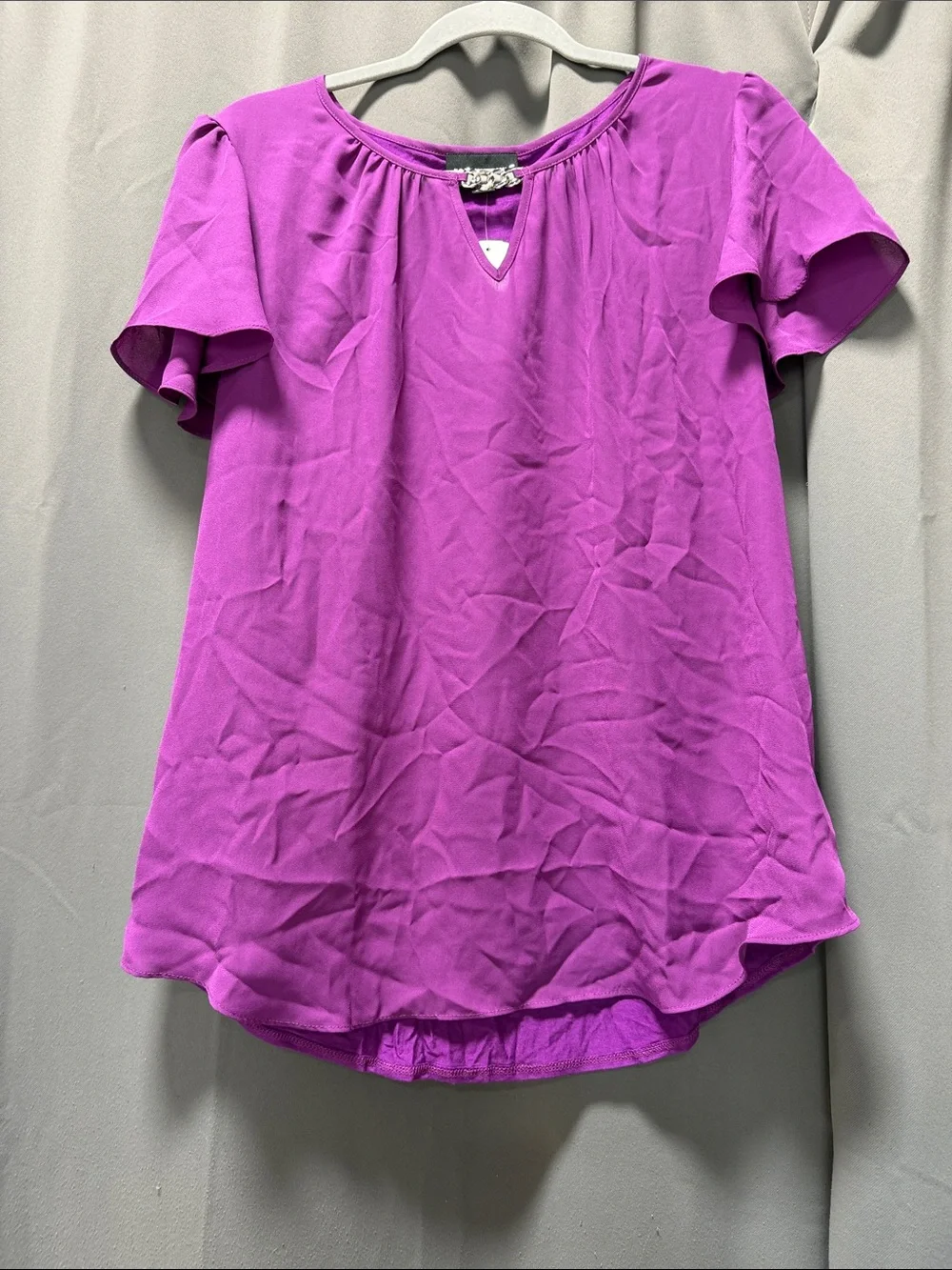 FORTUNE + IVY Wallingford Keyhole Blouse Purple - L - Picture 6 of 12